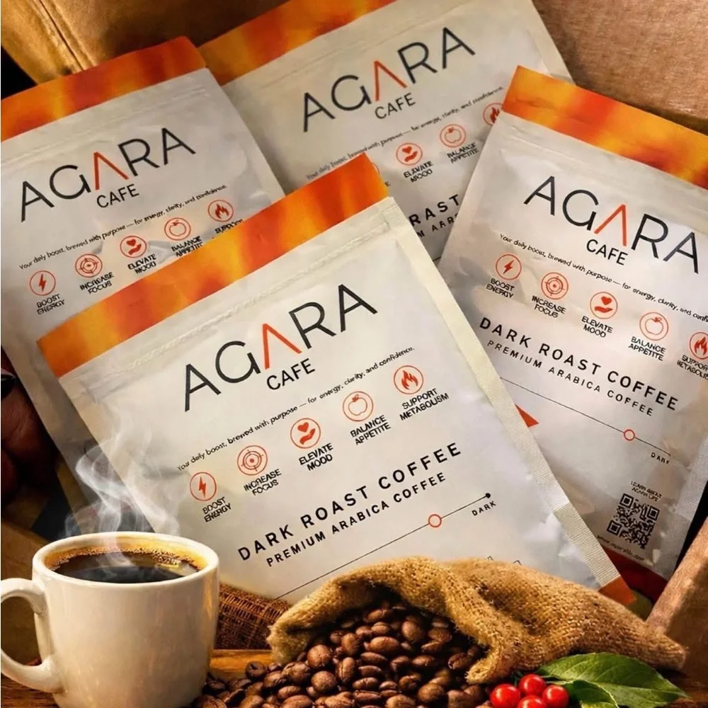 AGARA Cafe Dark Roast Coffee - White & Orange Premium Arabica